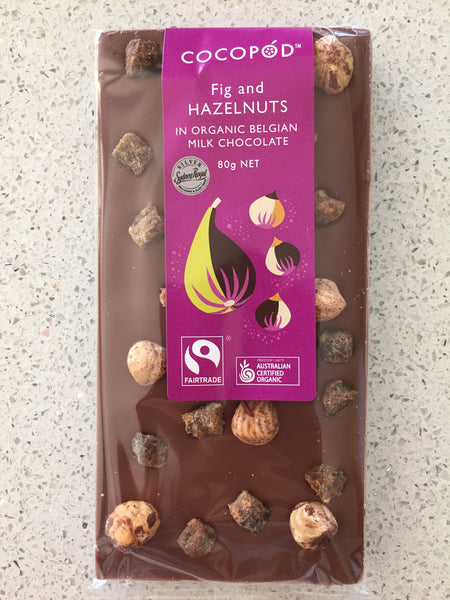 Lindsay & Edmunds Cocopod MILK Fig and Hazelnuts - Organic Fairtrade chocolate