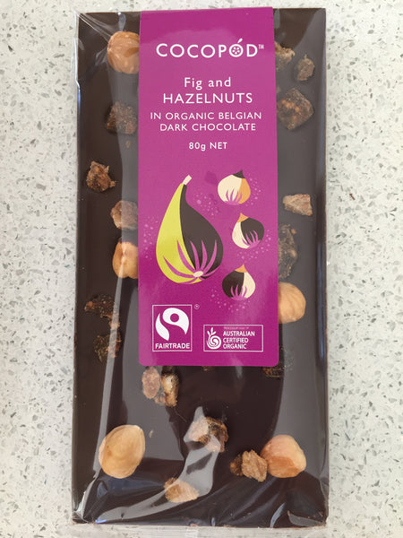 Lindsay & Edmunds Cocopod DARK Fig and Hazelnuts - organic fair trade chocolate