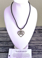 Recycled bombshell necklace w leather chain - heart