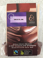 Lindsay & Edmunds Milk Hot Chocolate Stirrers 4-pack - Organic Fairtrade chocolate
