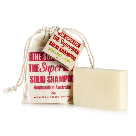 Solid shampoo bar - bergamot & lime - natural and vegan - free from plastic, SLS, parabens and palm oil